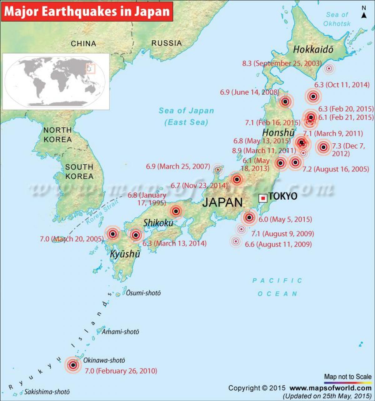 aardbeving kaart japan