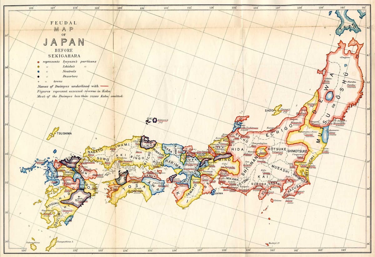 kaart van het feodale japan