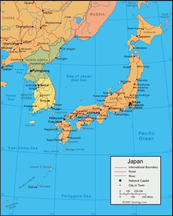kaart van het oude japan