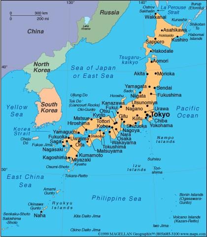 kaart van zuid-japan
