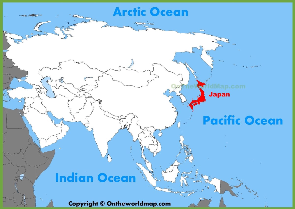 kaart van japan en azië