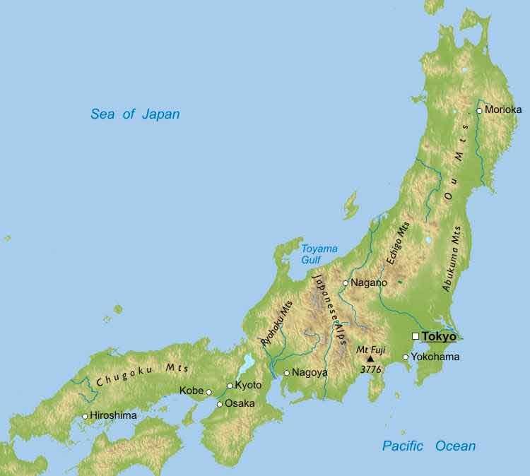 kaart van bergen in japan