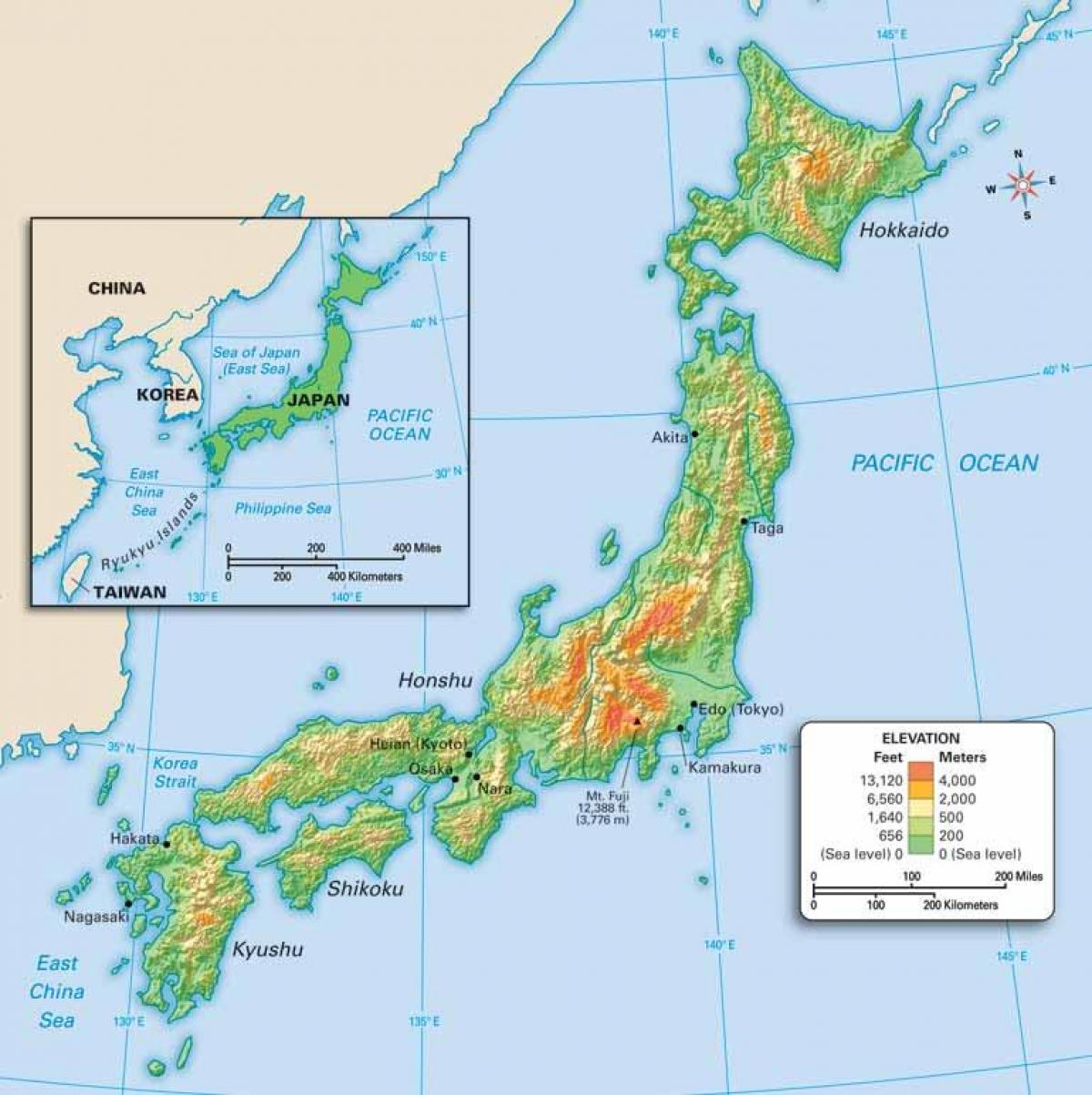 Physical Feature Of Japan / Physical Map of Japan, darken : The main ...
