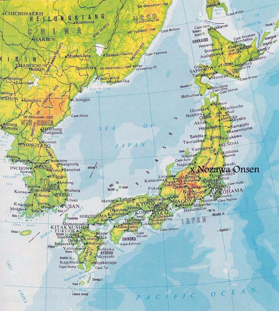hoogte kaart van japan