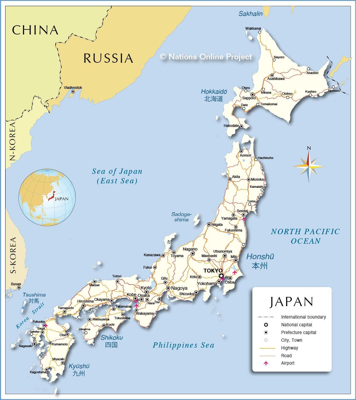 kaart van japan