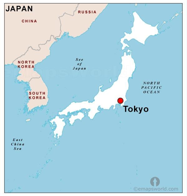 hoofdstad van japan kaart