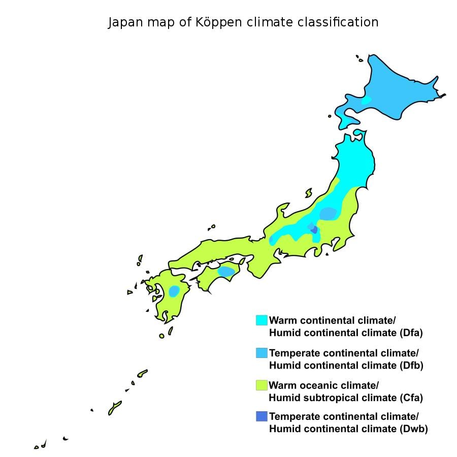 klimaat kaart japan