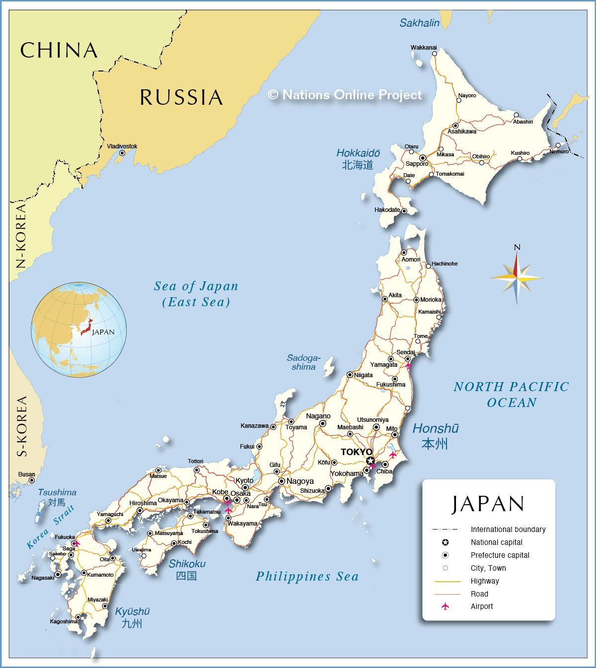 kaart van japan luchthavens