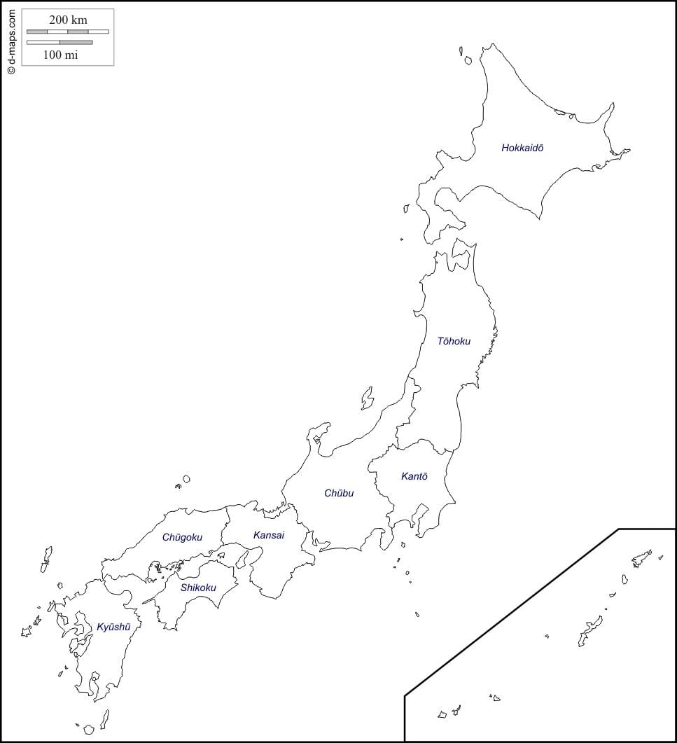 kaart overzicht van japan