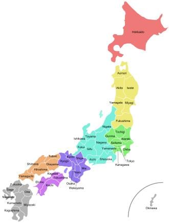 japan kaart provincies