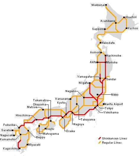 japan railway kaart