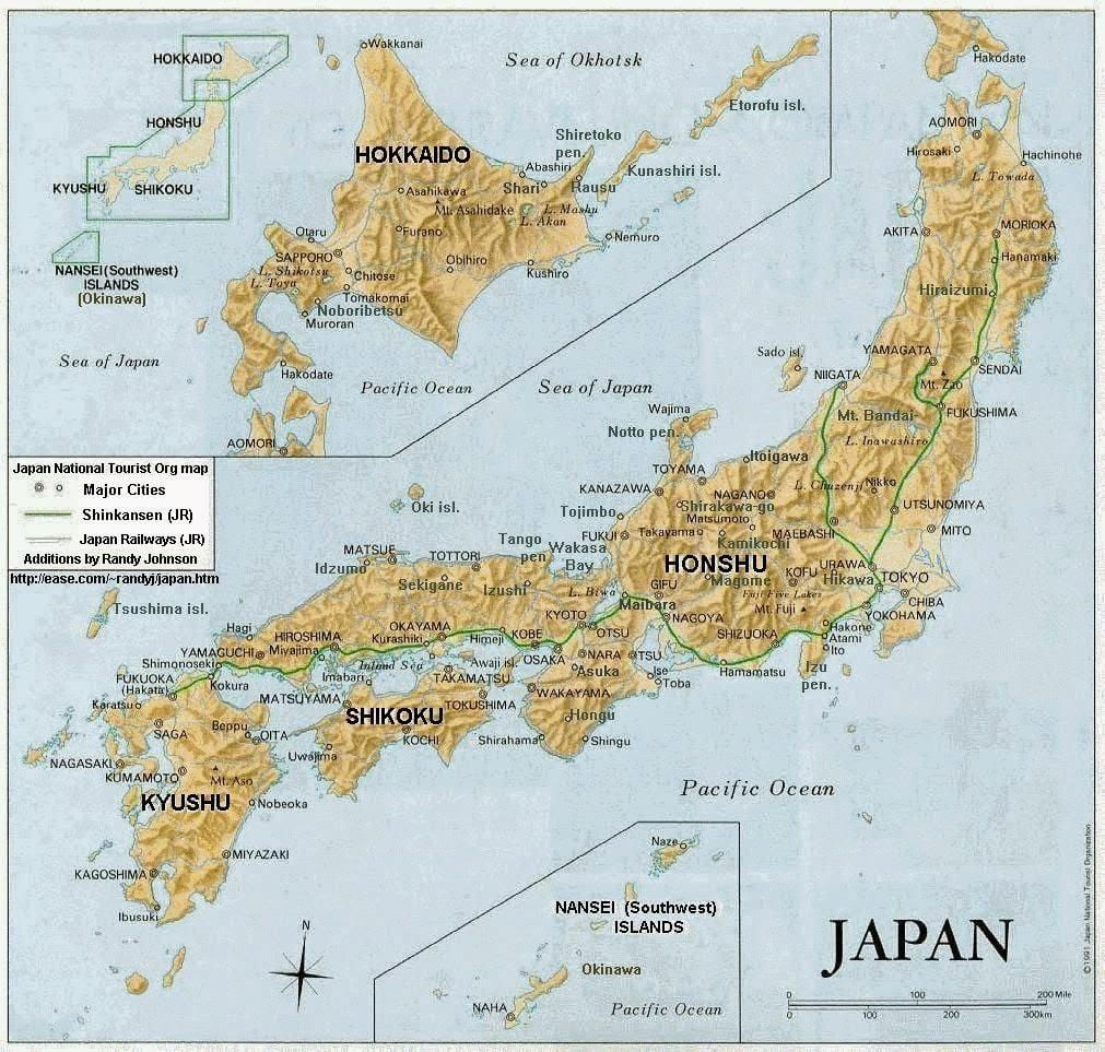 topografische kaart van japan
