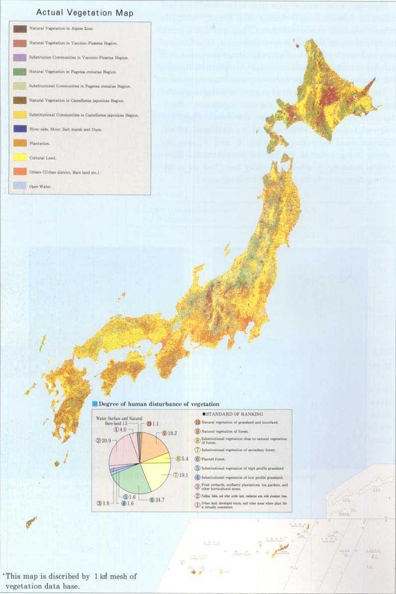 kaart van japan vegetatie