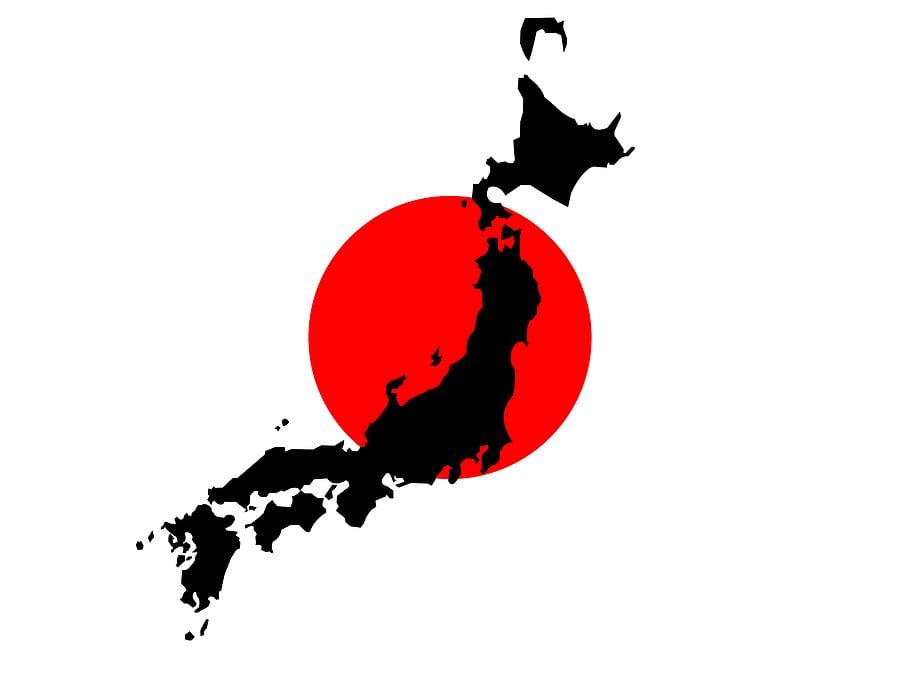 japan vlag van de kaart