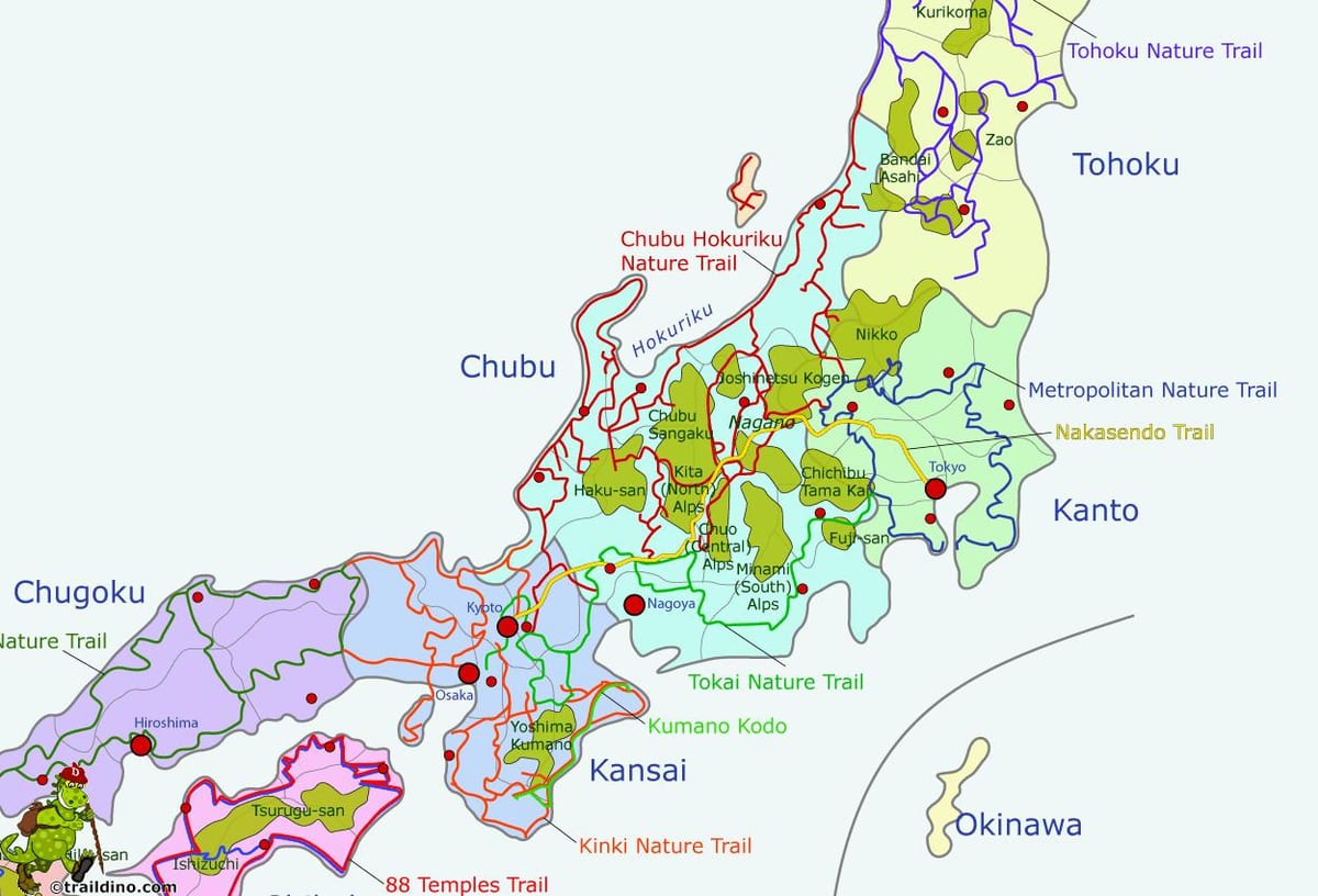 kaart van de japanse alpen
