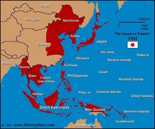 kaart van de japanse keizerrijk