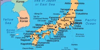 Kaart van zuid-japan