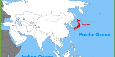 Kaart van japan en azië