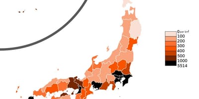 Bevolkingsdichtheid kaart japan