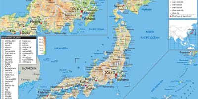 Japan fysieke kaart