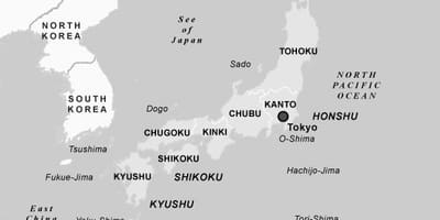 Zwart-wit kaart van japan