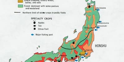 Kaart van japan landbouw