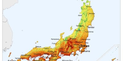 Kaart van japan zon